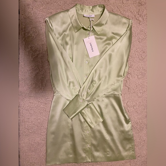 Frame Denim Bright Peridot Strong Shoulder Mini Dress - Picture 6 of 15